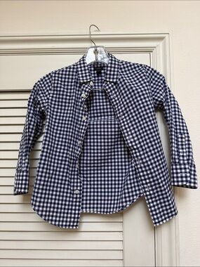Crewcuts Navy and White Gingham Button-Down Shirt